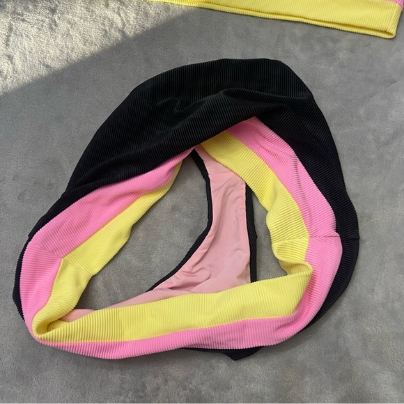 New! Beach Riot Mackenzie Heidi bikini Pink Lemonade Colorblock 27919 - Picture 7 of 9